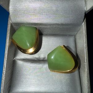 Elegant Green and Gold Earrings
